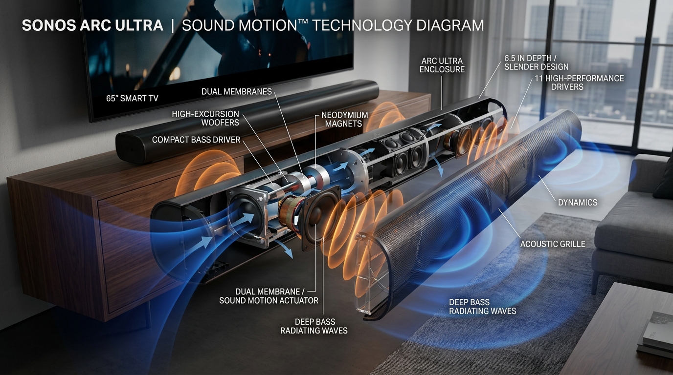 Sonos Arc UltraのSound Motion技術と内部音響ドライバー構造